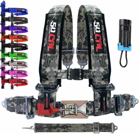 Camouflage 5 Point Harness & Bypass Plug for Bucket Seat ، إصدار مزلاج ، 9 خيارات ألوان ، يعمل مع Canam UTVS ، تسخير السباق ، سيارة سباق ، ومركبة الطرق الوعرة (وحدة واحدة) [6001 CB 5999C] in Kuwait
