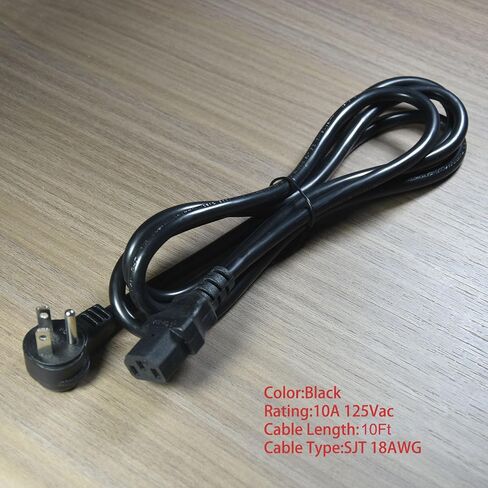 6FT Replacement Computer Monitor Power Cord - Low Profile Flat Plug NEMA 5-15P to C13 Power Cord, 10A 125V, 18AWG, Black Replacement Printer/TV/PC 3 Prong AC Power Cord in Saudi Arabia