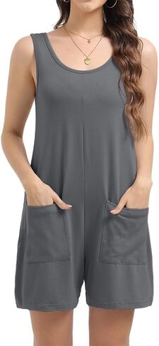 Womens Summer Rompers Crewneck Sleeveless Tank Top One Piece Jumpsuit Beach Jumpsuit with Pockets 2025 in Kuwait