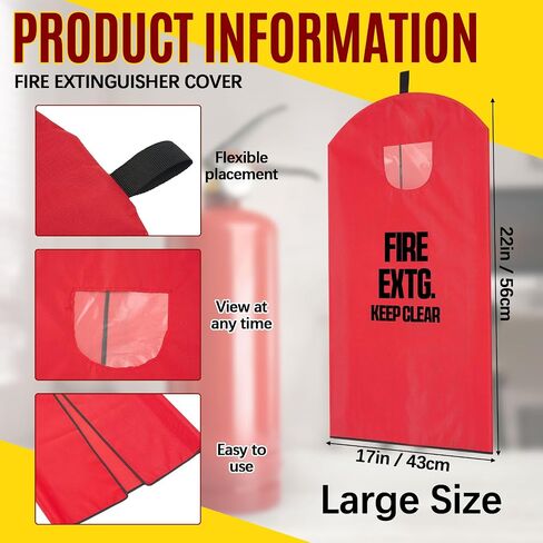 Amylove 2 Pcs Fire Extinguisher Cover Large Size 20-26lb Heavy Duty Thickened Fire Protective Sleeve from Scuffs and Scratches Accessories, 18"W x 35"L in Kuwait