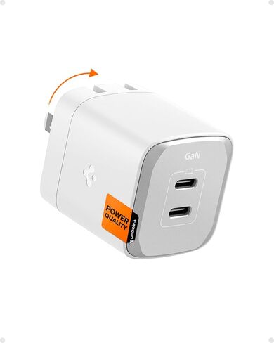 Spigen GaN III 1402 PD3.1 140W 100W 2 Ports Foldable Dual USB C Laptop Wall Charger for MacBook Pro 16 14 13 Vision Pro M3 M2 Max Air Galaxy Book Dell iPad PPS Type C Super Fast Charging Power Adapter in Saudi Arabia