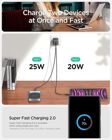 Spigen GaN III 1402 PD3.1 140W 100W 2 Ports Foldable Dual USB C Laptop Wall Charger for MacBook Pro 16 14 13 Vision Pro M3 M2 Max Air Galaxy Book Dell iPad PPS Type C Super Fast Charging Power Adapter in Saudi Arabia