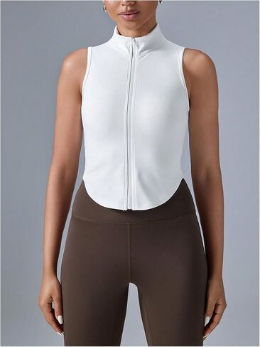 SweatyRocks Women's Sleeveless Zip Up Workout Crop Top Athletic Fitted Shirt Tanks Top in Saudi Arabia
