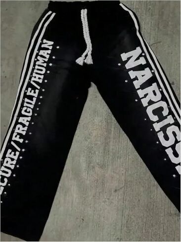 الرجال القوطية القوطية y2k sweatpants واسعة رسالة الساق الساق المسار السراويل السراويل السراويل السراويل in Saudi Arabia