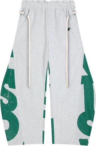 Aelfric Eden Print Barrel Barrel Prelpants Wide Pants للنساء الرجال غير الرسميين الخصر المرن للجنسين بنطلون فانوس in Kuwait