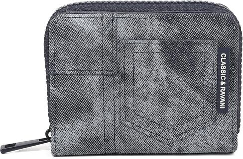 Denim Wallet for Women, Small RFID Blocking Card Holder Bifold Wallets with Zipper Pocket for Women and Girls (Denim Brown) in Kuwait