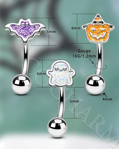 Cocharm 3pcs Halloween Rook أقراط 16g روك الحواجب مجوهر in Saudi Arabia