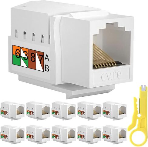 RJ45 Cat6 Keystone Jack، 10 قطع مقبس حائط إيثرنت مضمن مقرنة شبكة Cat6 متوافقة مع Cat5/5e/6 - مقرنة شبكة Cat6 in Saudi Arabia