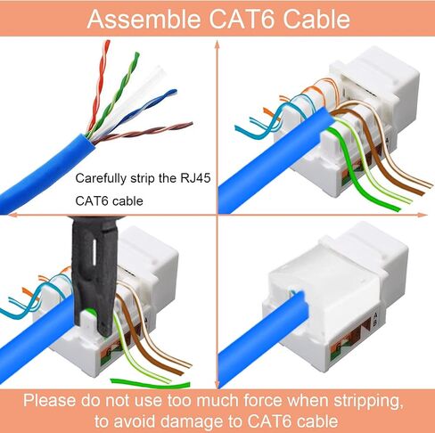 RJ45 Cat6 Keystone Jack، 10 قطع مقبس حائط إيثرنت مضمن مقرنة شبكة Cat6 متوافقة مع Cat5/5e/6 - مقرنة شبكة Cat6 in Saudi Arabia