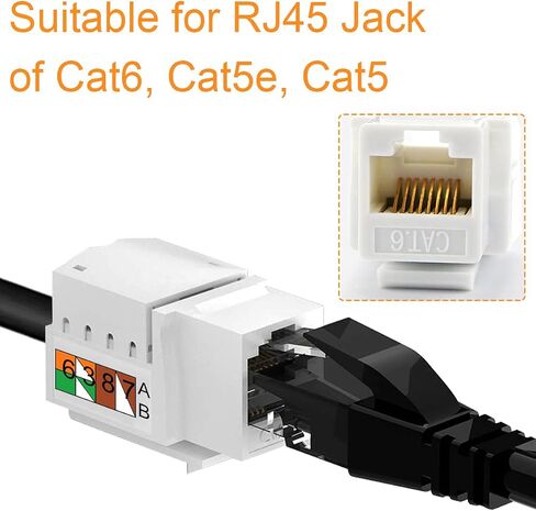 RJ45 Cat6 Keystone Jack، 10 قطع مقبس حائط إيثرنت مضمن مقرنة شبكة Cat6 متوافقة مع Cat5/5e/6 - مقرنة شبكة Cat6 in Saudi Arabia
