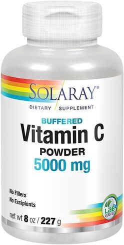 SOLARAY Vitamin C Crystalline 5000mg | Buffered Powder for Gentle Digestion | Healthy Immune Function, Collagen Synthesis & Antioxidant Support | 8 oz in Saudi Arabia