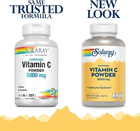 SOLARAY Vitamin C Crystalline 5000mg | Buffered Powder for Gentle Digestion | Healthy Immune Function, Collagen Synthesis & Antioxidant Support | 8 oz in Saudi Arabia