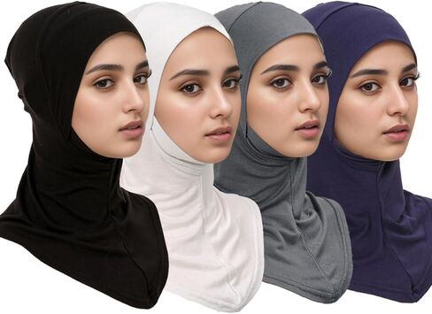 yieeo 4 قطع غطاء حجاب المسلم الداخلي للنساء العمامة تحت سداد قبعات أنبوب القميص الإسلامي الإسلامي in Kuwait