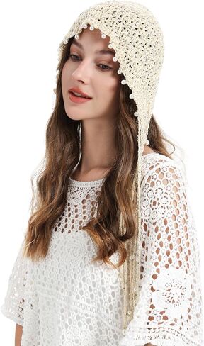 ZLYC Women Cotton Crochet Slouchy Beanie Hat with Tassel Handmade Knit Skull Cap in Saudi Arabia