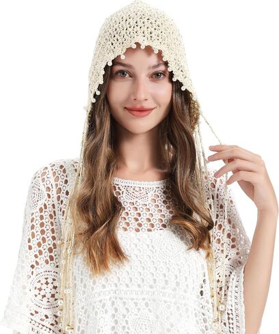 ZLYC Women Cotton Crochet Slouchy Beanie Hat with Tassel Handmade Knit Skull Cap in Saudi Arabia
