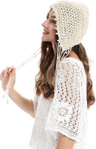 ZLYC Women Cotton Crochet Slouchy Beanie Hat with Tassel Handmade Knit Skull Cap in Saudi Arabia