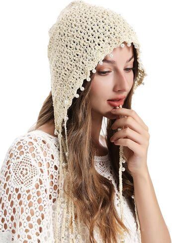 ZLYC Women Cotton Crochet Slouchy Beanie Hat with Tassel Handmade Knit Skull Cap in Saudi Arabia