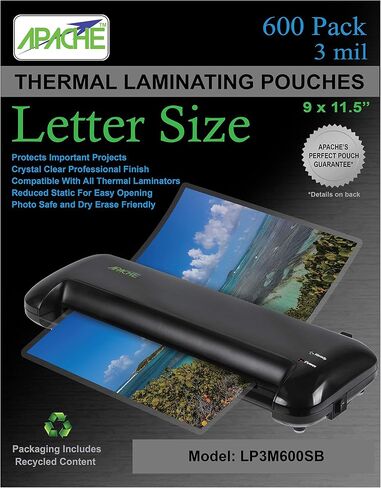 Apache Laminating Pouches 3 mil, for 8.5 x 11 inch Letter Size Paper 9 x 11.5 inch Sheets, 100 Pack in Saudi Arabia
