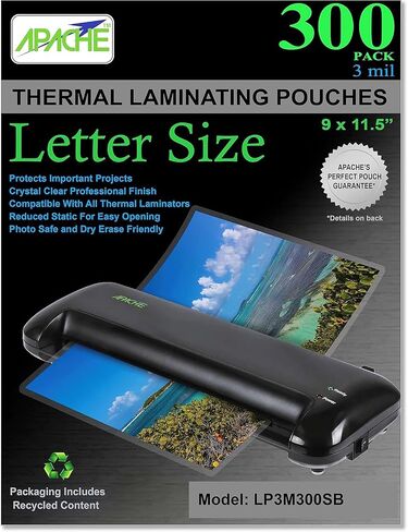Apache Laminating Pouches 3 mil, for 8.5 x 11 inch Letter Size Paper 9 x 11.5 inch Sheets, 100 Pack in Saudi Arabia