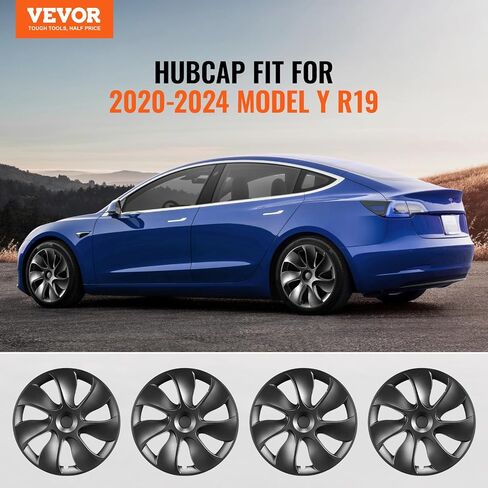 VEVOR Wheel Rim Cover Hubcaps, 19 in, 2021-2023 Model Y Fully Fit Hubcap with Snap, Guard Tape & Valve Nozzle Hole, ABS & PC Hubcap with High Rigidity & Less Wind Drag, Fits for All Weather Use in Saudi Arabia