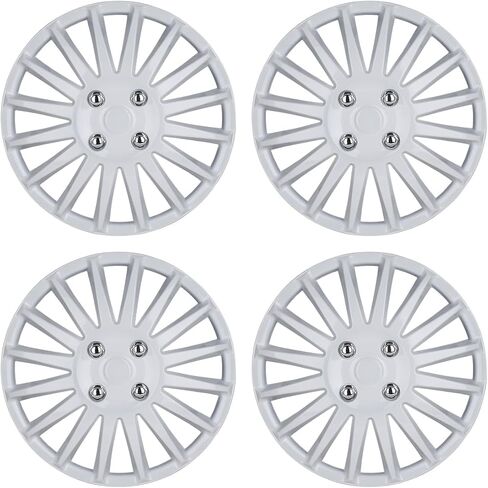 ROXX 4Pcs Set 14inch Universal Wheel Rim Cover Hubcaps Replacement (Only Fit for Iron Hub), ABS Material Snap On Car Truck SUV Hub Cap (5019,White Lacquer) in Saudi Arabia