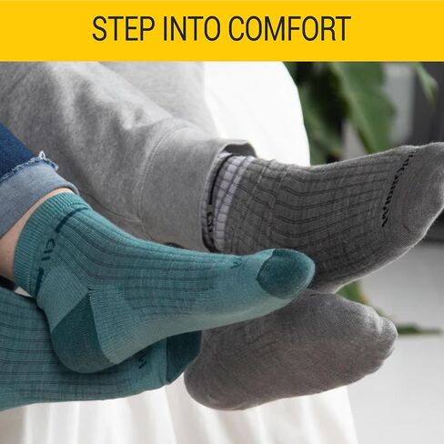 Wide Open Micro Crew Women's Merino Wool Socks - Multi Stripe Everyday Wide Ankle Socks for Wide Feet in Kuwait