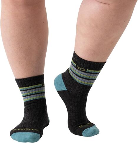 Wide Open Micro Crew Women's Merino Wool Socks - Multi Stripe Everyday Wide Ankle Socks for Wide Feet in Kuwait