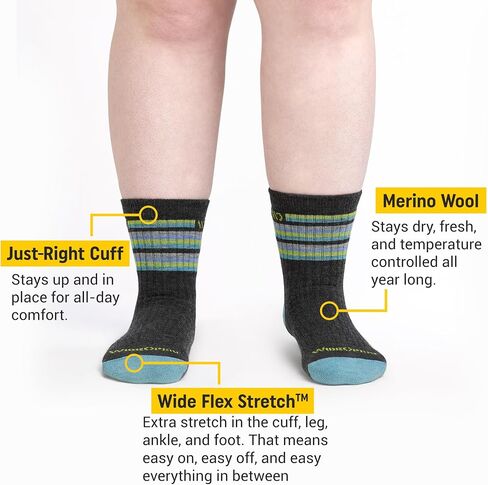 Wide Open Micro Crew Women's Merino Wool Socks - Multi Stripe Everyday Wide Ankle Socks for Wide Feet in Kuwait