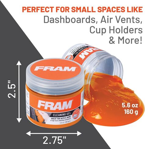 FRAM FEK40007AM Cleaning Gel for Car, Great for Auto and Home, Interior Cleaning Slime for Bike, Keyboards, Remotes, etc, 5.6oz (160 g), 2pk in Saudi Arabia