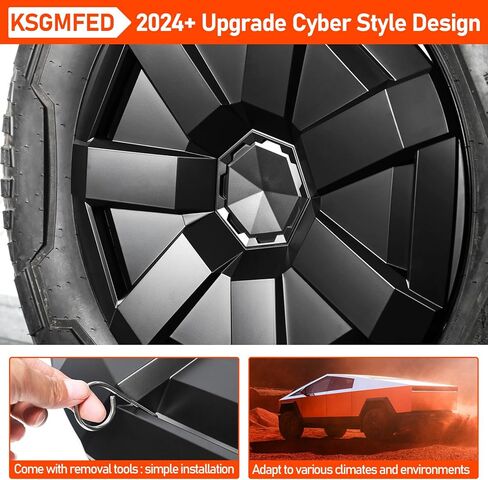 4 قطع من أغطية مركز العجلات متوافقة مع ملحقات Tesla Cybertruck 2023 2024، غطاء مركزي كامل سداسي بديل مقاوم للماء لملحقات Cybertruck الخارجية لعام 2024، أسود in Kuwait