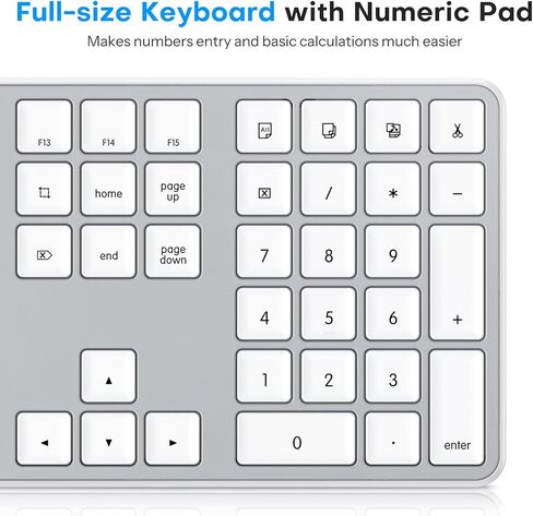 OMOTON Wired Keyboard for Mac, with Dual Interface (USB and Type-C), Numeric Keypad for MacBook Pro/Air, iMac, iMac Pro, Mac Mini, Mac Pro Laptop, Silver in Kuwait