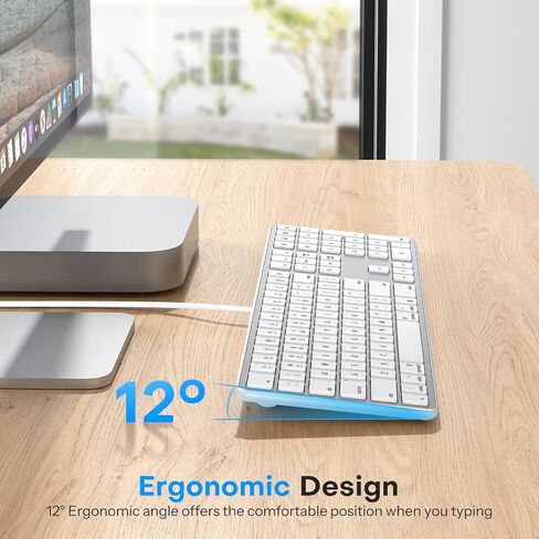 OMOTON Wired Keyboard for Mac, with Dual Interface (USB and Type-C), Numeric Keypad for MacBook Pro/Air, iMac, iMac Pro, Mac Mini, Mac Pro Laptop, Silver in Kuwait