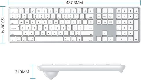 OMOTON Wired Keyboard for Mac, with Dual Interface (USB and Type-C), Numeric Keypad for MacBook Pro/Air, iMac, iMac Pro, Mac Mini, Mac Pro Laptop, Silver in Kuwait