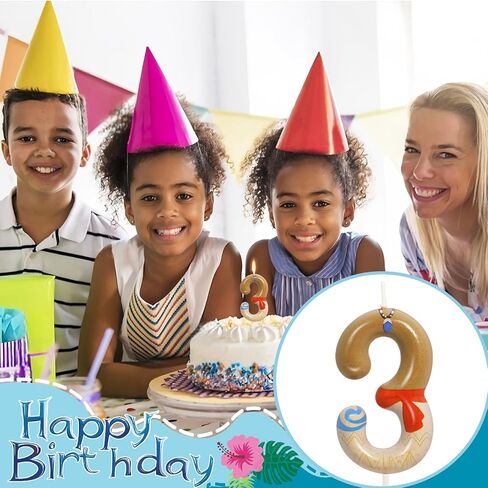 شمعة عيد الميلاد الثالثة للكعكة - رقم 3 شمعة ، صيف بيتش كيك توبر جزيرة الجزيرة زخارف كعكة ، الأولاد الفتيات الرسوم المتحركة لوازم حفلة عيد ميلاد تحت عنوان in Kuwait