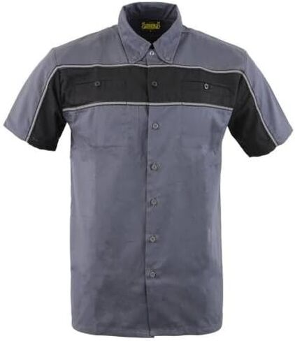 Milwaukee Leather MDM11671.149 Men's Grey and Black Button Up Heavy-Duty Work Shirt for | Classic Mechanic Work Shirt in Saudi Arabia