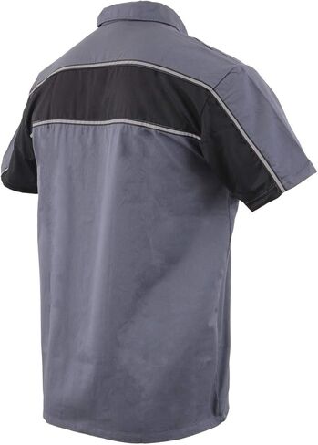 Milwaukee Leather MDM11671.149 Men's Grey and Black Button Up Heavy-Duty Work Shirt for | Classic Mechanic Work Shirt in Saudi Arabia