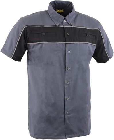 Milwaukee Leather MDM11671.149 Men's Grey and Black Button Up Heavy-Duty Work Shirt for | Classic Mechanic Work Shirt in Saudi Arabia
