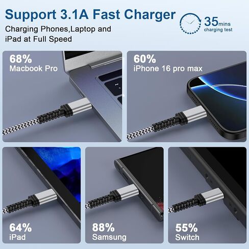 Motorola G Power Type C Charger Fast Charging Cord 2Pack 6FT Braided USB C Cable Android Phone Charger for Motorola Edge 2024/Moto G 5G 2024/G Stylus 5G 2024/G Play/Edge 50 Ultra/Pro/Razr 50/X50 Ultra in Saudi Arabia