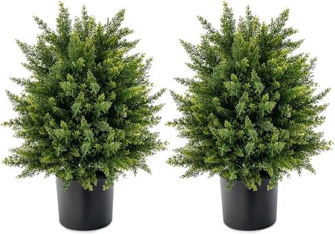 SAFEPLUS 22" Artificial Boxwood Topiary Ball Tree, 2 Pack Faux Potted Shrubs Bushes for Indoor Outdoor in Saudi Arabia