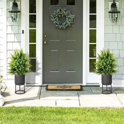 SAFEPLUS 22" Artificial Boxwood Topiary Ball Tree, 2 Pack Faux Potted Shrubs Bushes for Indoor Outdoor in Saudi Arabia