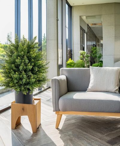SAFEPLUS 22" Artificial Boxwood Topiary Ball Tree, 2 Pack Faux Potted Shrubs Bushes for Indoor Outdoor in Saudi Arabia
