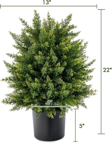 SAFEPLUS 22" Artificial Boxwood Topiary Ball Tree, 2 Pack Faux Potted Shrubs Bushes for Indoor Outdoor in Saudi Arabia
