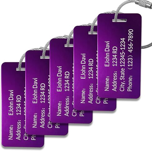 (5Pack Made in USA) Custom Personalized Luggage Tags-Customized Unique tag for Suitcase Backpack Travel,Bags (Blue (3.8×2)) in Kuwait