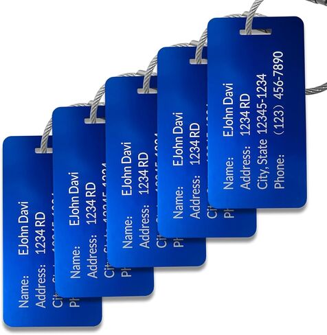 (5Pack Made in USA) Custom Personalized Luggage Tags-Customized Unique tag for Suitcase Backpack Travel,Bags (Blue (3.8×2)) in Kuwait