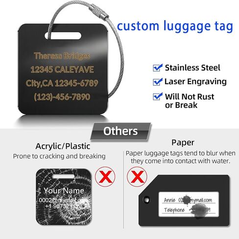(5Pack Made in USA) Custom Personalized Luggage Tags-Customized Unique tag for Suitcase Backpack Travel,Bags (Blue (3.8×2)) in Kuwait
