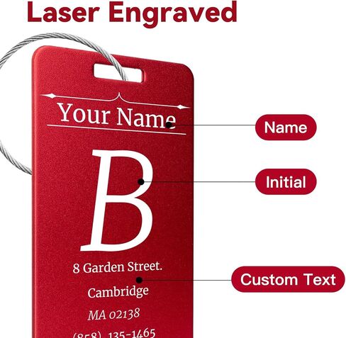 10 Pack Personalized Luggage Tags - Custom Laser Engraved Aluminum Luggage Tags for Cruise Travel - Name Tags for Bags and Backpacks in Saudi Arabia