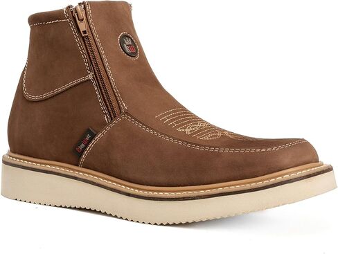 Country Flex Genuine Leather Dual Zipper Work Short Boot Soft Toe Pin Stripe Wedge Sole in Kuwait