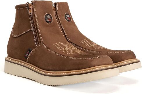 Country Flex Genuine Leather Dual Zipper Work Short Boot Soft Toe Pin Stripe Wedge Sole in Kuwait