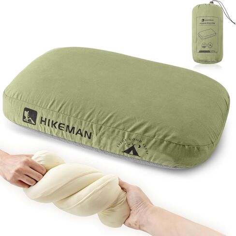 HIKEMAN Camping Memory Foam Pillow - Ultralight Travel Pillow,Backpacking Pillow with Removable Cover,Ergonomic Pillows,Neck Lumbar Support for Outdoor Camp,Sport,Hiking,Backpacking Sleep (Grey) in Kuwait