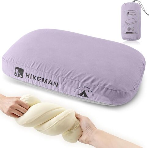 HIKEMAN Camping Memory Foam Pillow - Ultralight Travel Pillow,Backpacking Pillow with Removable Cover,Ergonomic Pillows,Neck Lumbar Support for Outdoor Camp,Sport,Hiking,Backpacking Sleep (Grey) in Kuwait